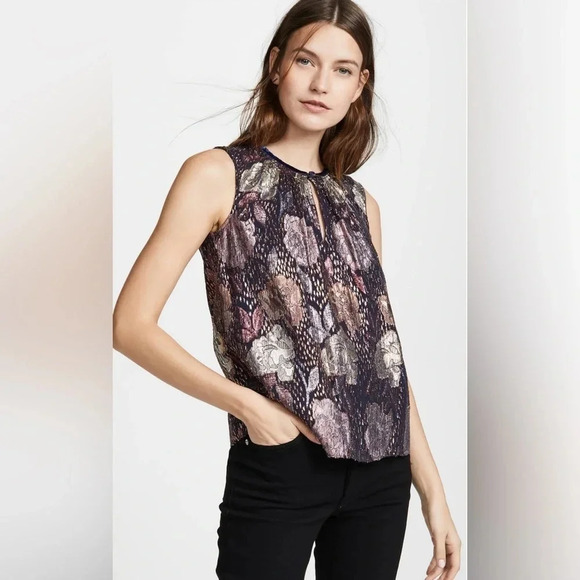 Rebecca Taylor Rose Clip Silk Blend Top - Picture 1 of 6